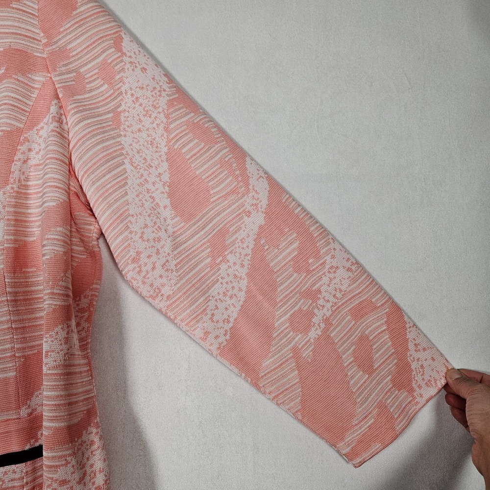 Ming Wang Knit Blazer Womens 2X Pink White Abstract Single Button Career Modern - Picture 10 of 15